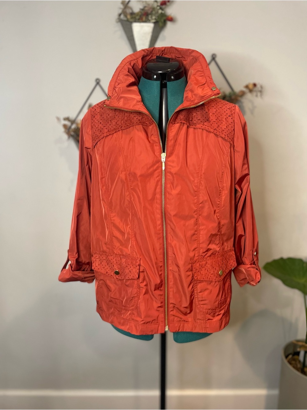 Chico's Rust-Orange Lightweight Trench Jacket
